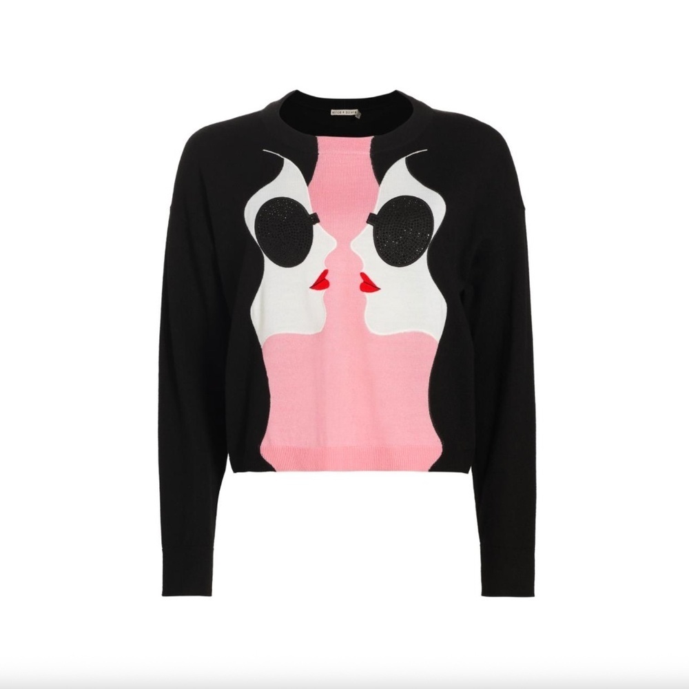 Alice and Olivia Gleeson Wool Lady Sweater in Pink - Picture 2 of 6